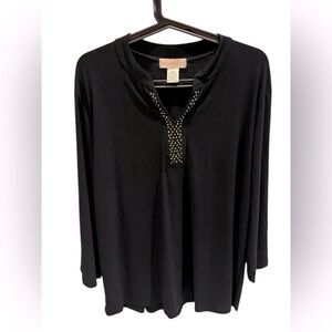 Diana Bell Black Studded Women's Top V-Neck Flowy Plus Size 2X